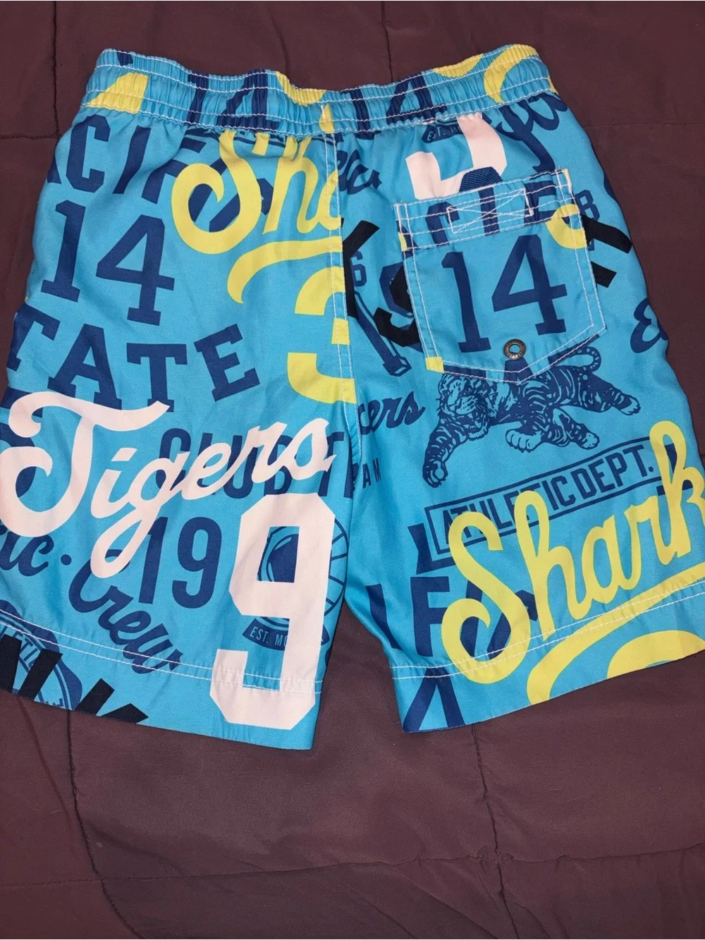 GAP Blue & Yellow Graphic Swim Trunks Boys 6/7